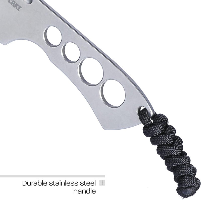 CRKT Razel Chisel Fixed Blade Knife with Sheath: Stainless Steel Plain Edge Blade, Stainless Steel Handle, 2130 - Image 5